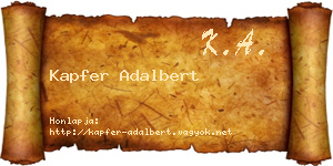 Kapfer Adalbert névjegykártya